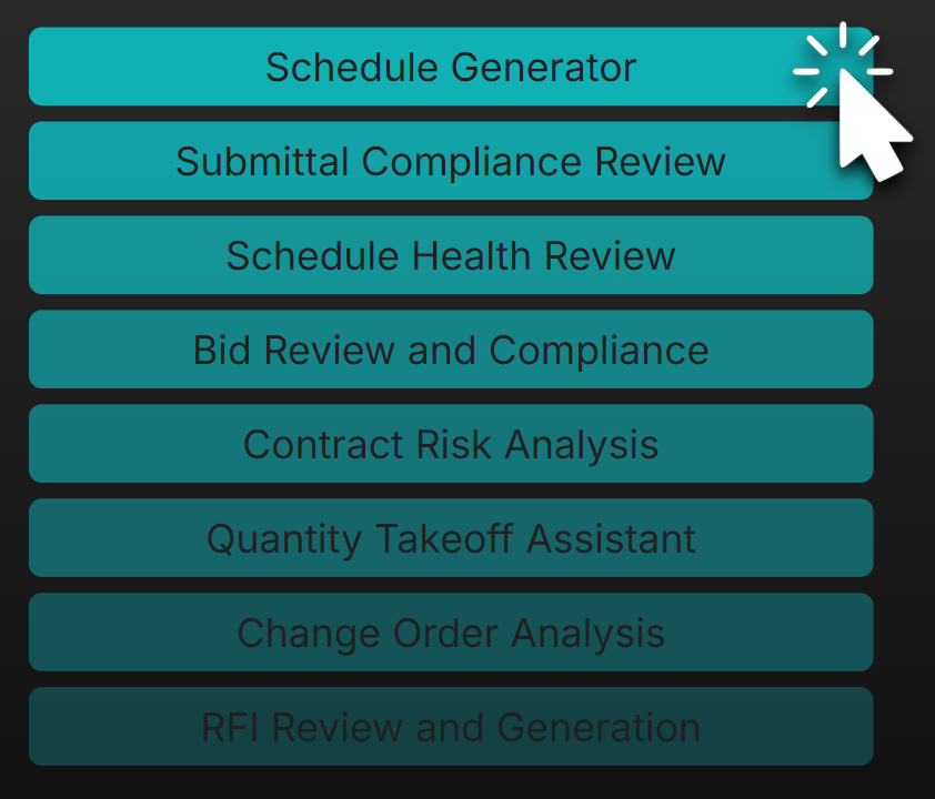 Task selection menu showing available tasks